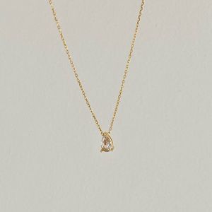 18K Gold Plated Teardrop Diamond CZ Pendant Necklace